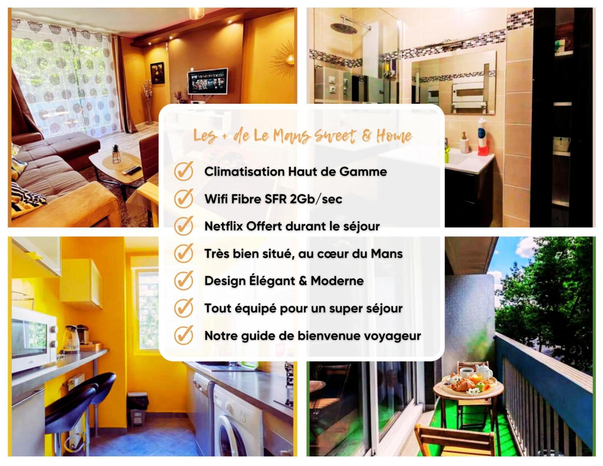 Le Mans City Sweet & Home - Climatise - Netflix - Wifi Fibre - Parking - Proche Circuit Des 24H & Centre-Ville - Accordhebergementconciergerie Dış mekan fotoğraf